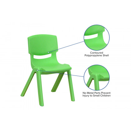 BLNK Whitney Plastic Stackable School Chair 4 Pack - Green, 12"H Seat