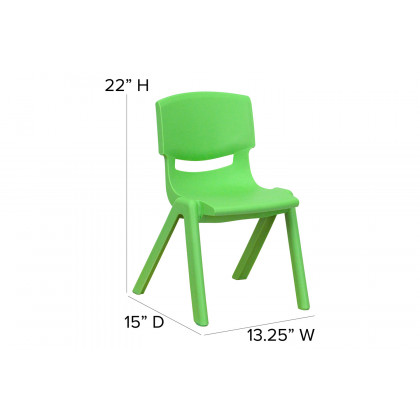 BLNK Whitney Plastic Stackable School Chair 4 Pack - Green, 12"H Seat