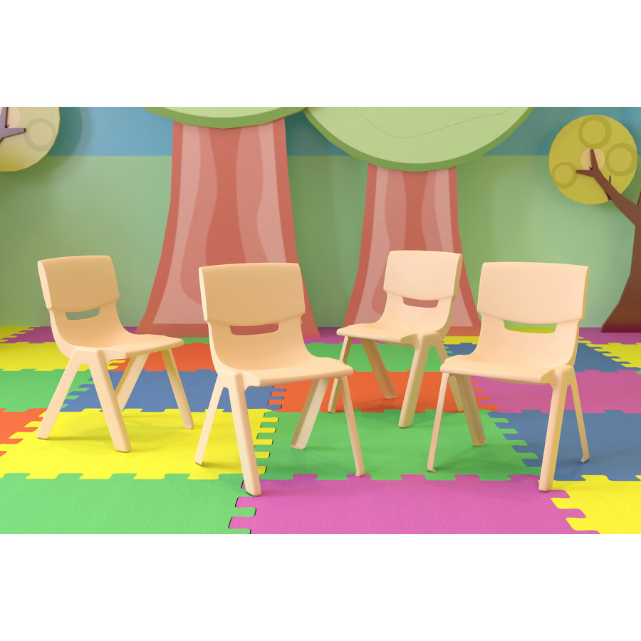 BLNK Whitney Plastic Stackable School Chair 4 Pack - Natural, 12"H Seat