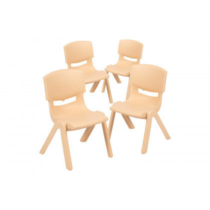 BLNK Whitney Plastic Stackable School Chair 4 Pack - Natural, 12"H Seat