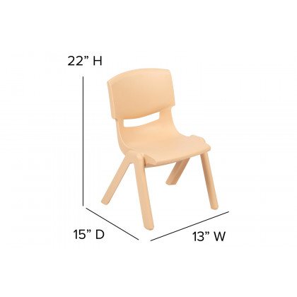 BLNK Whitney Plastic Stackable School Chair 4 Pack - Natural, 12"H Seat