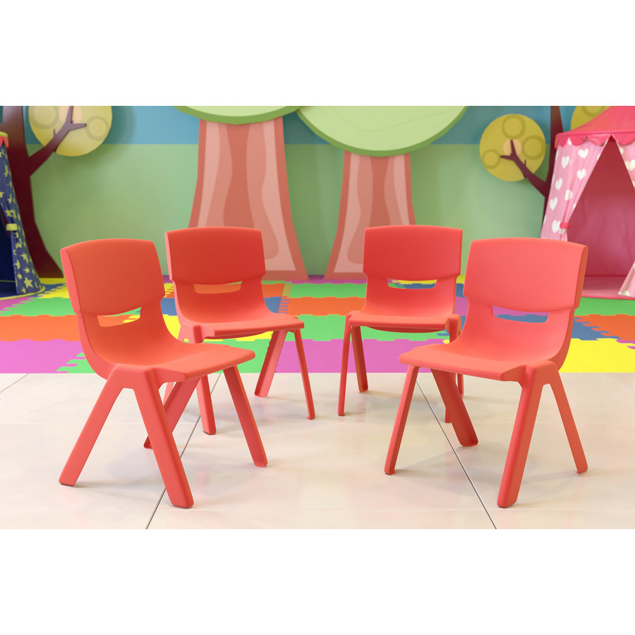 BLNK Whitney Plastic Stackable School Chair 4 Pack - Red, 12"H Seat