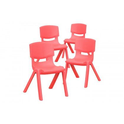 BLNK Whitney Plastic Stackable School Chair 4 Pack - Red, 12"H Seat