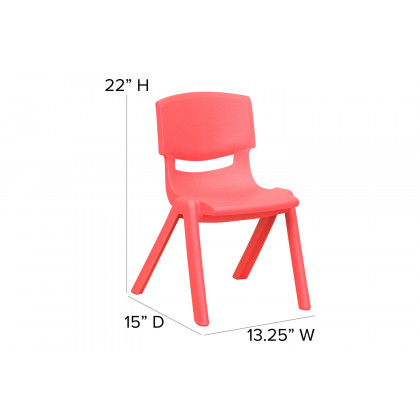 BLNK Whitney Plastic Stackable School Chair 4 Pack - Red, 12"H Seat