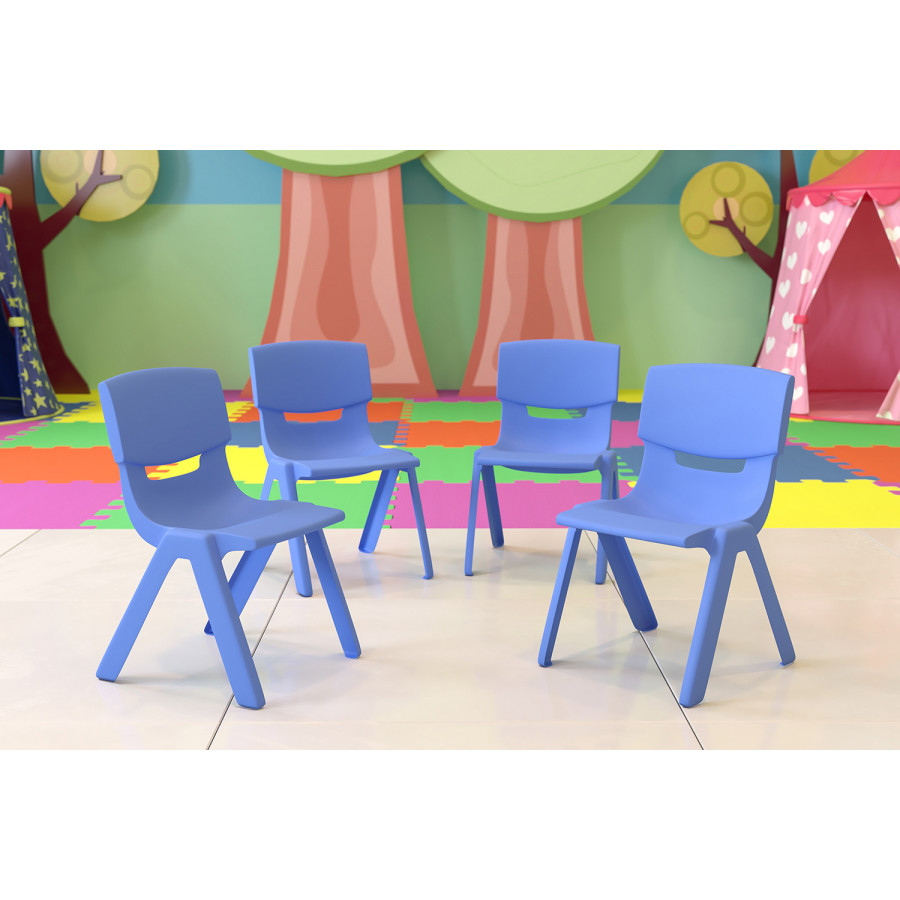 BLNK Whitney Plastic Stackable School Chair 4 Pack - Blue, 10.5"H Seat