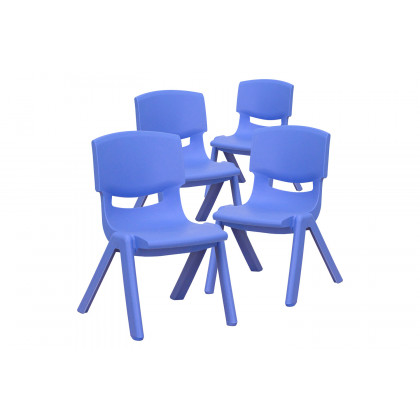 BLNK Whitney Plastic Stackable School Chair 4 Pack - Blue, 10.5"H Seat