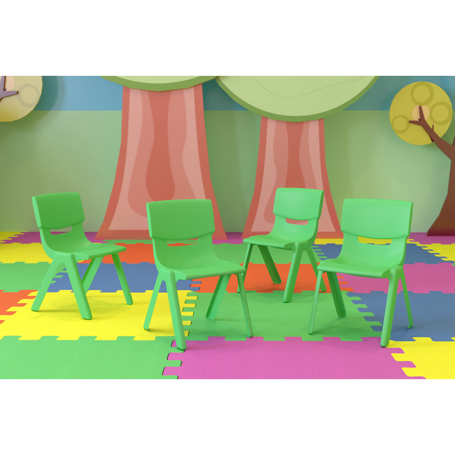 BLNK Whitney Plastic Stackable School Chair 4 Pack - Green, 10.5"H Seat