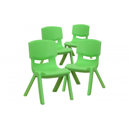 BLNK Whitney Plastic Stackable School Chair 4 Pack - Green, 10.5"H Seat