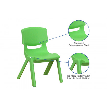 BLNK Whitney Plastic Stackable School Chair 4 Pack - Green, 10.5"H Seat