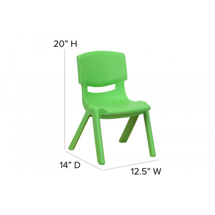 BLNK Whitney Plastic Stackable School Chair 4 Pack - Green, 10.5"H Seat