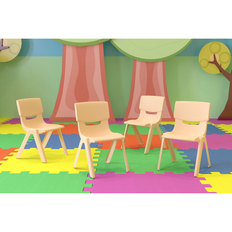 BLNK Whitney Plastic Stackable School Chair 4 Pack - Natural, 10.5"H Seat
