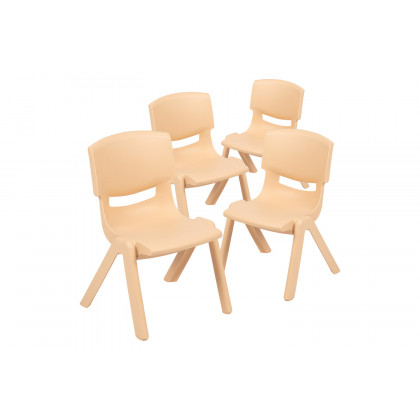 BLNK Whitney Plastic Stackable School Chair 4 Pack - Natural, 10.5"H Seat