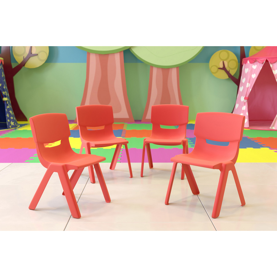 BLNK Whitney Plastic Stackable School Chair 4 Pack - Red, 10.5"H Seat