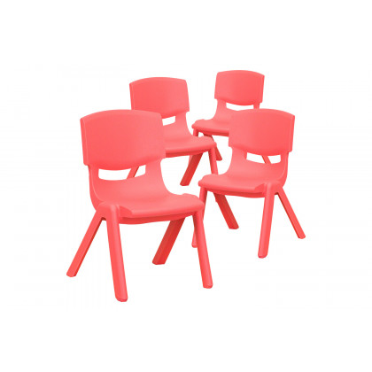 BLNK Whitney Plastic Stackable School Chair 4 Pack - Red, 10.5"H Seat