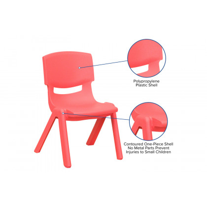 BLNK Whitney Plastic Stackable School Chair 4 Pack - Red, 10.5"H Seat
