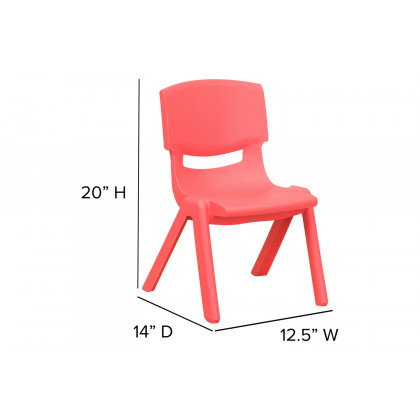 BLNK Whitney Plastic Stackable School Chair 4 Pack - Red, 10.5"H Seat