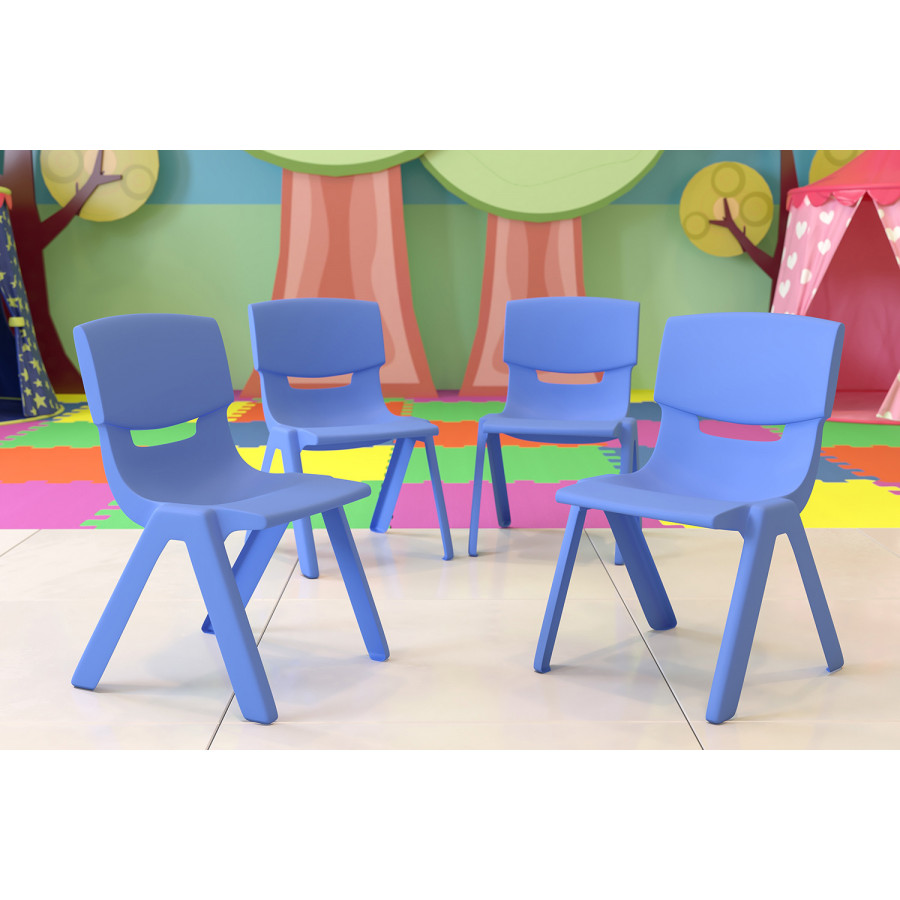 BLNK Whitney Plastic Stackable School Chair 4 Pack - Blue, 13.25"H Seat