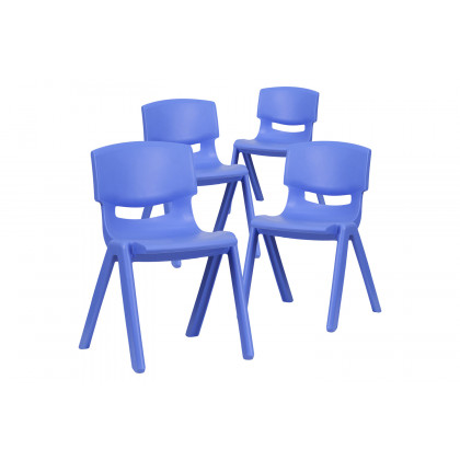 BLNK Whitney Plastic Stackable School Chair 4 Pack - Blue, 13.25"H Seat