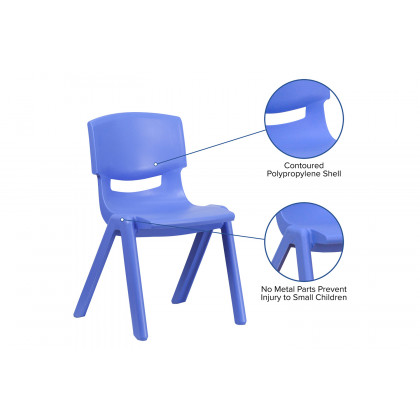 BLNK Whitney Plastic Stackable School Chair 4 Pack - Blue, 13.25"H Seat