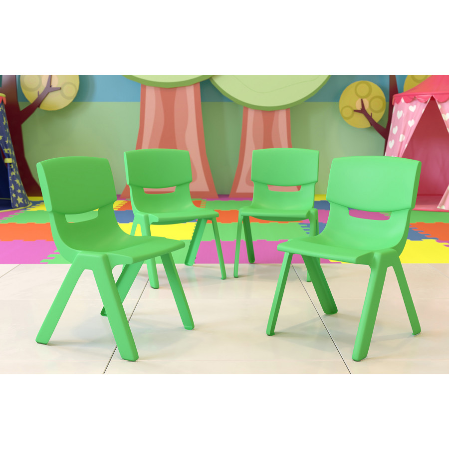 BLNK Whitney Plastic Stackable School Chair 4 Pack - Green, 13.25"H Seat