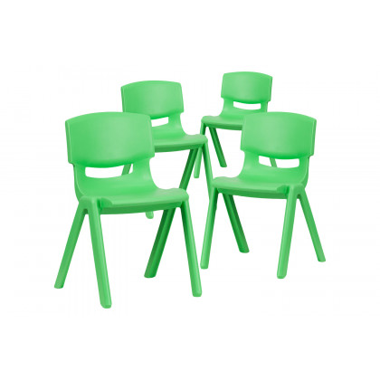 BLNK Whitney Plastic Stackable School Chair 4 Pack - Green, 13.25"H Seat