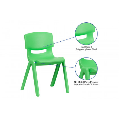 BLNK Whitney Plastic Stackable School Chair 4 Pack - Green, 13.25"H Seat