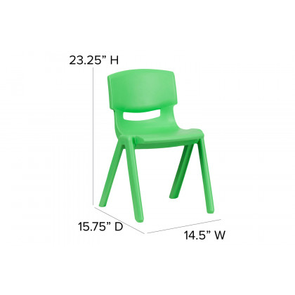 BLNK Whitney Plastic Stackable School Chair 4 Pack - Green, 13.25"H Seat