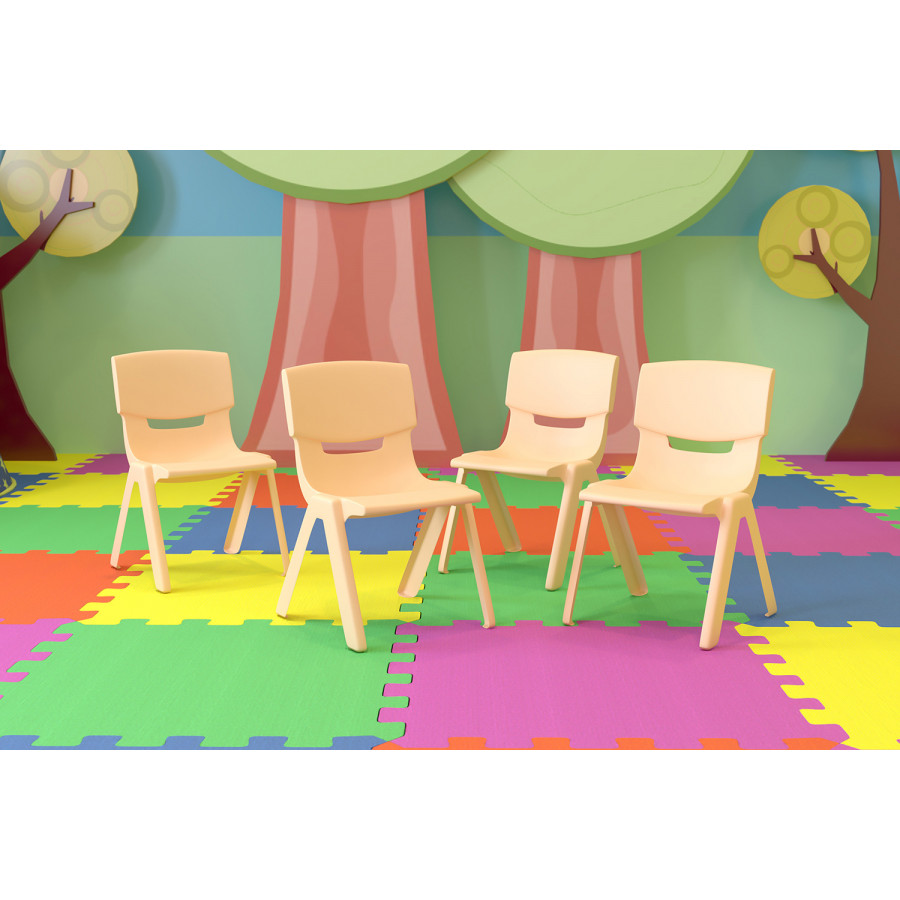 BLNK Whitney Plastic Stackable School Chair 4 Pack - Natural, 13.25"H Seat