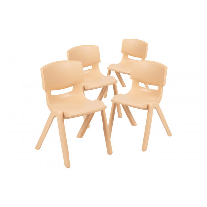 BLNK Whitney Plastic Stackable School Chair 4 Pack - Natural, 13.25"H Seat