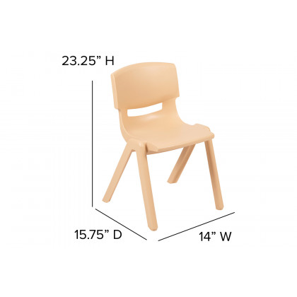 BLNK Whitney Plastic Stackable School Chair 4 Pack - Natural, 13.25"H Seat