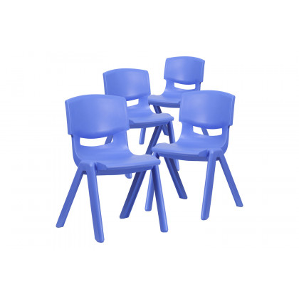 BLNK Whitney Plastic Stackable School Chair 4 Pack - Blue, 15.5"H Seat