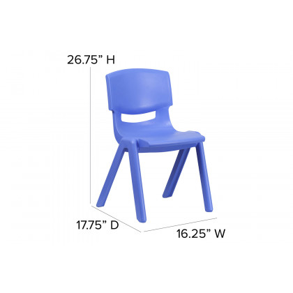 BLNK Whitney Plastic Stackable School Chair 4 Pack - Blue, 15.5"H Seat