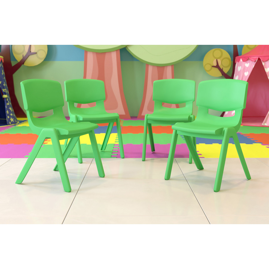 BLNK Whitney Plastic Stackable School Chair 4 Pack - Green, 15.5"H Seat
