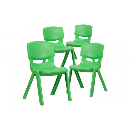 BLNK Whitney Plastic Stackable School Chair 4 Pack - Green, 15.5"H Seat