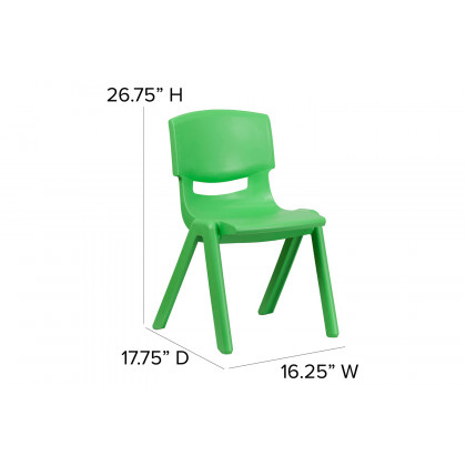 BLNK Whitney Plastic Stackable School Chair 4 Pack - Green, 15.5"H Seat