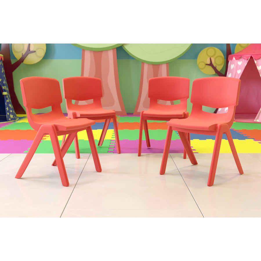 BLNK Whitney Plastic Stackable School Chair 4 Pack - Red, 15.5"H Seat