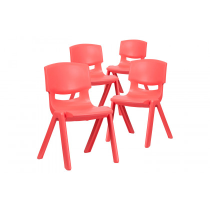 BLNK Whitney Plastic Stackable School Chair 4 Pack - Red, 15.5"H Seat