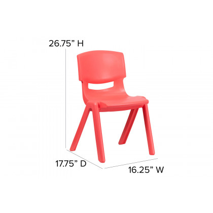 BLNK Whitney Plastic Stackable School Chair 4 Pack - Red, 15.5"H Seat