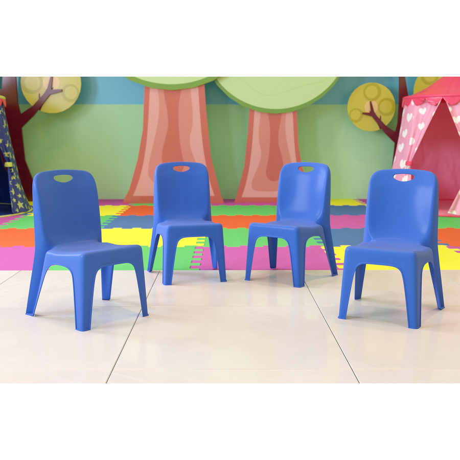 BLNK Whitney Plastic Stackable School Chair 4 Pack - Blue, 11"H Seat