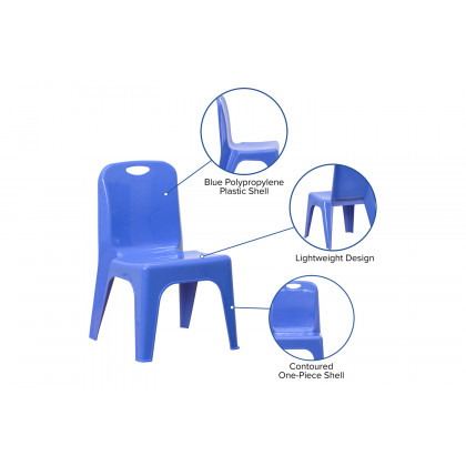 BLNK Whitney Plastic Stackable School Chair 4 Pack - Blue, 11"H Seat