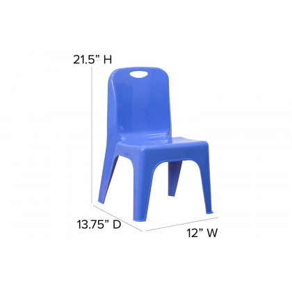 BLNK Whitney Plastic Stackable School Chair 4 Pack - Blue, 11"H Seat