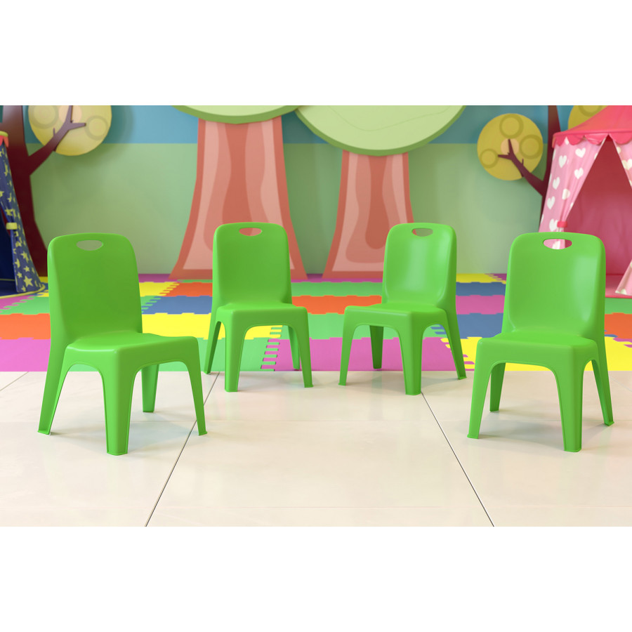 BLNK Whitney Plastic Stackable School Chair 4 Pack - Green, 11"H Seat