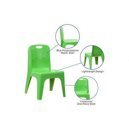 BLNK Whitney Plastic Stackable School Chair 4 Pack - Green, 11"H Seat