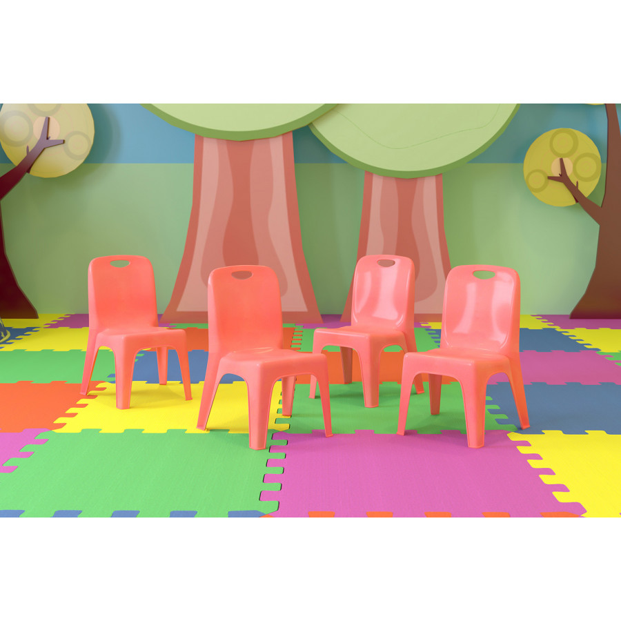 BLNK Whitney Plastic Stackable School Chair 4 Pack - Red, 11"H Seat