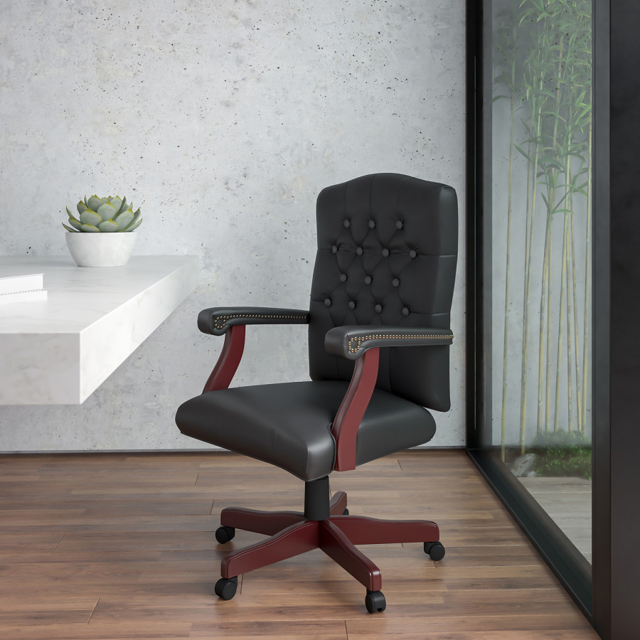 BLNK - Martha Washington LeatherSoft Executive Swivel Office Chair with Arms
