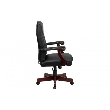 BLNK Martha Washington LeatherSoft Executive Swivel Office Chair with Arms - Black