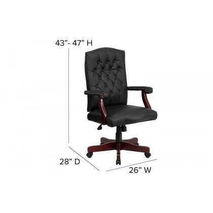 BLNK Martha Washington LeatherSoft Executive Swivel Office Chair with Arms - Black