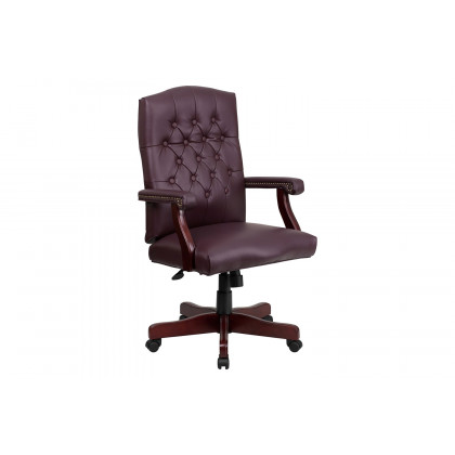 BLNK Martha Washington LeatherSoft Executive Swivel Office Chair with Arms - Burgundy