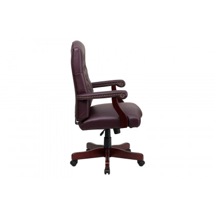 BLNK Martha Washington LeatherSoft Executive Swivel Office Chair with Arms - Burgundy
