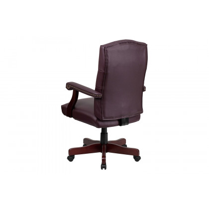 BLNK Martha Washington LeatherSoft Executive Swivel Office Chair with Arms - Burgundy